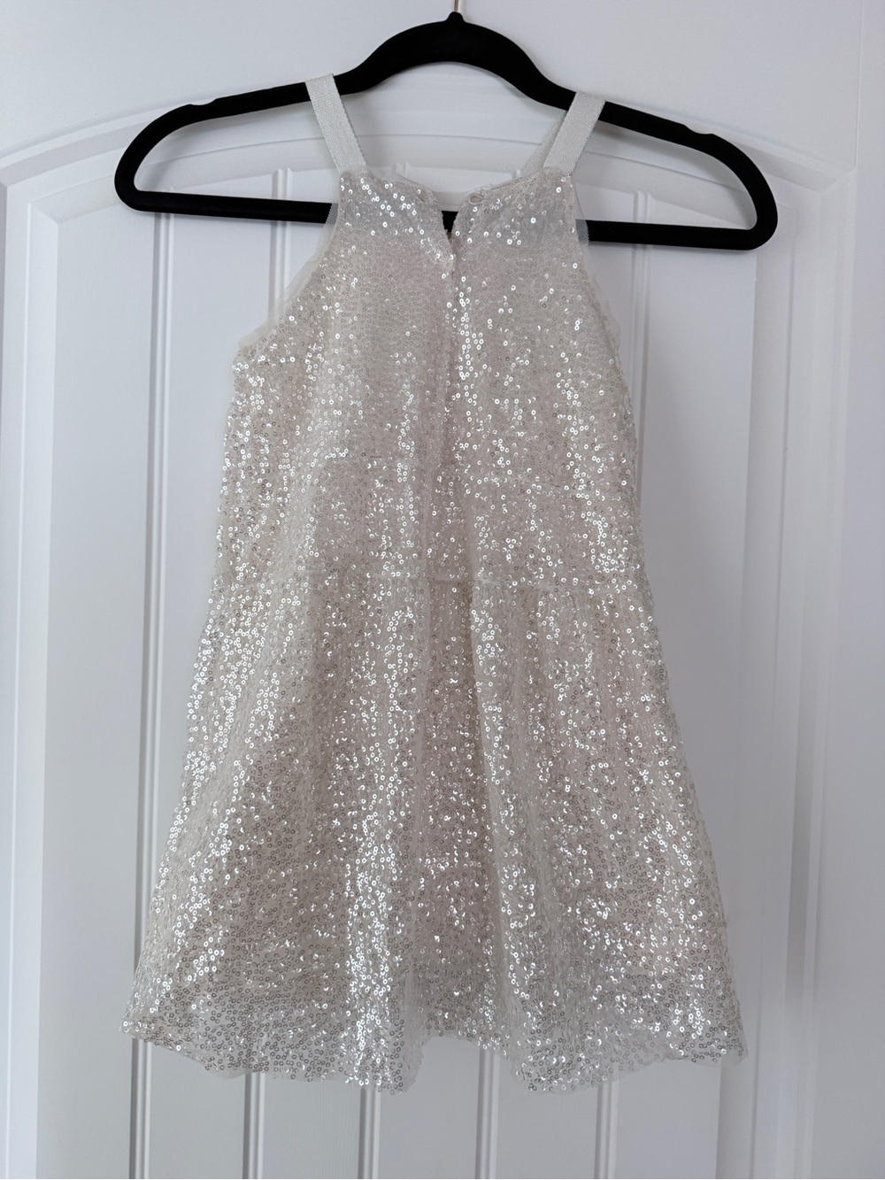 Zara Girls' Sequin Halter Dress - Cream